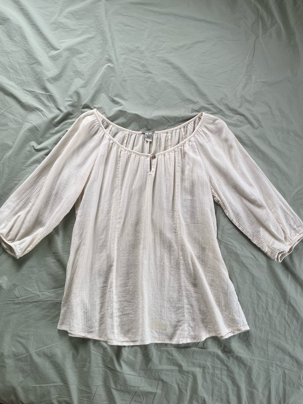 Lucky Brand Cream Gauze Peasant Blouse